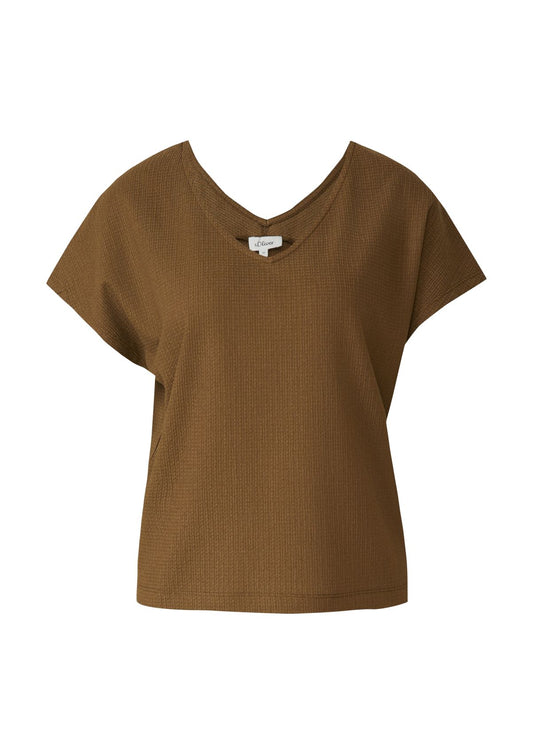 S.OLIVER Strukturiertes V-Neck-T-Shirt im Relaxed Fit 36