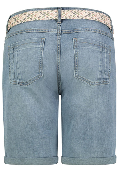 Jeans-Bermuda mit Flechtgürtel
