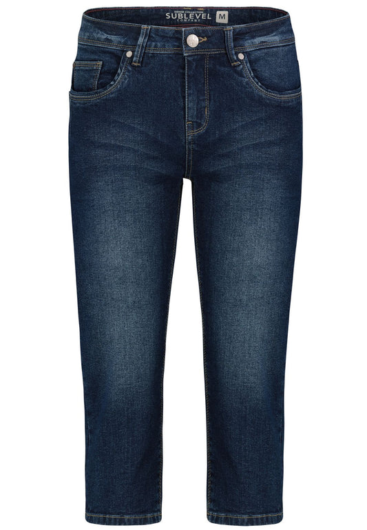 SUBLEVEL Damen, Kurze Hose Denim, dark blue denim D180
