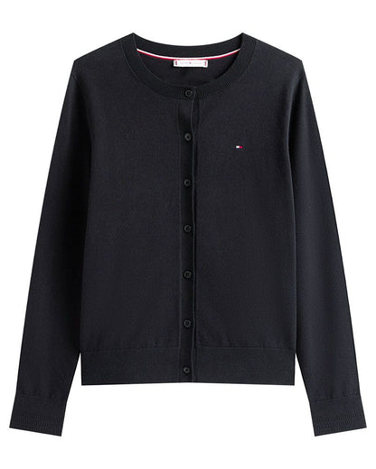 TOMMY HILFIGER Rundhals-Cardigan aus Feinstrick-Jersey