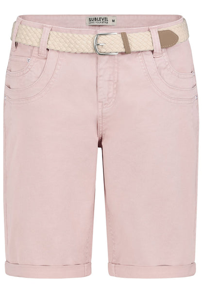 Jeans-Bermuda mit Flechtgürtel