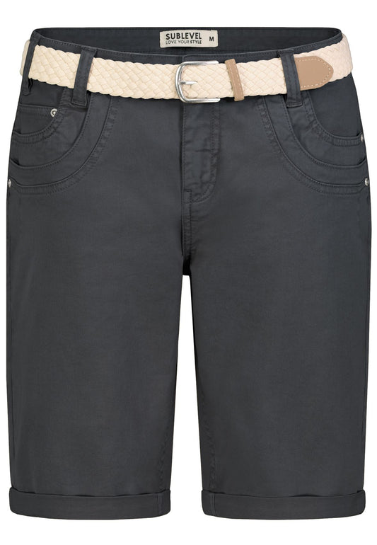 SUBLEVEL Jeans-Bermuda mit Flechtgürtel M