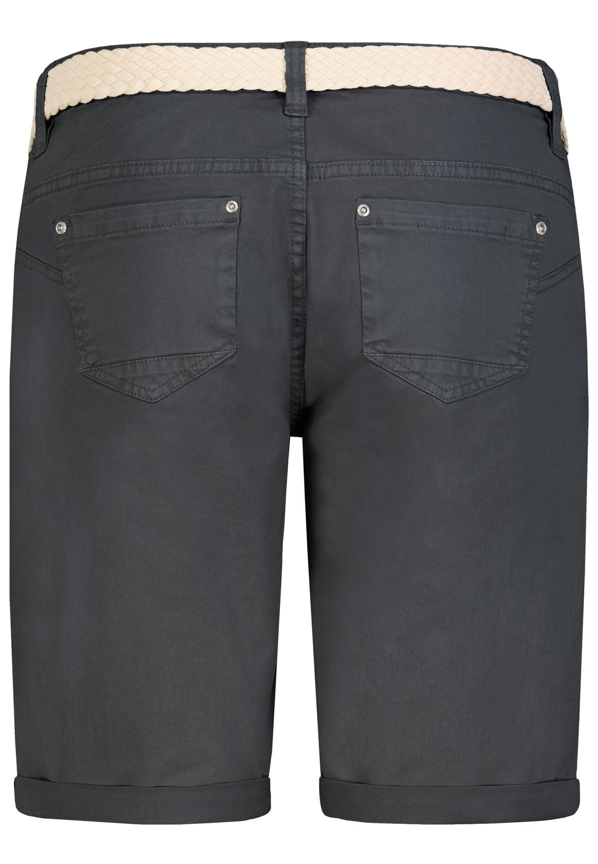 Jeans-Bermuda mit Flechtgürtel