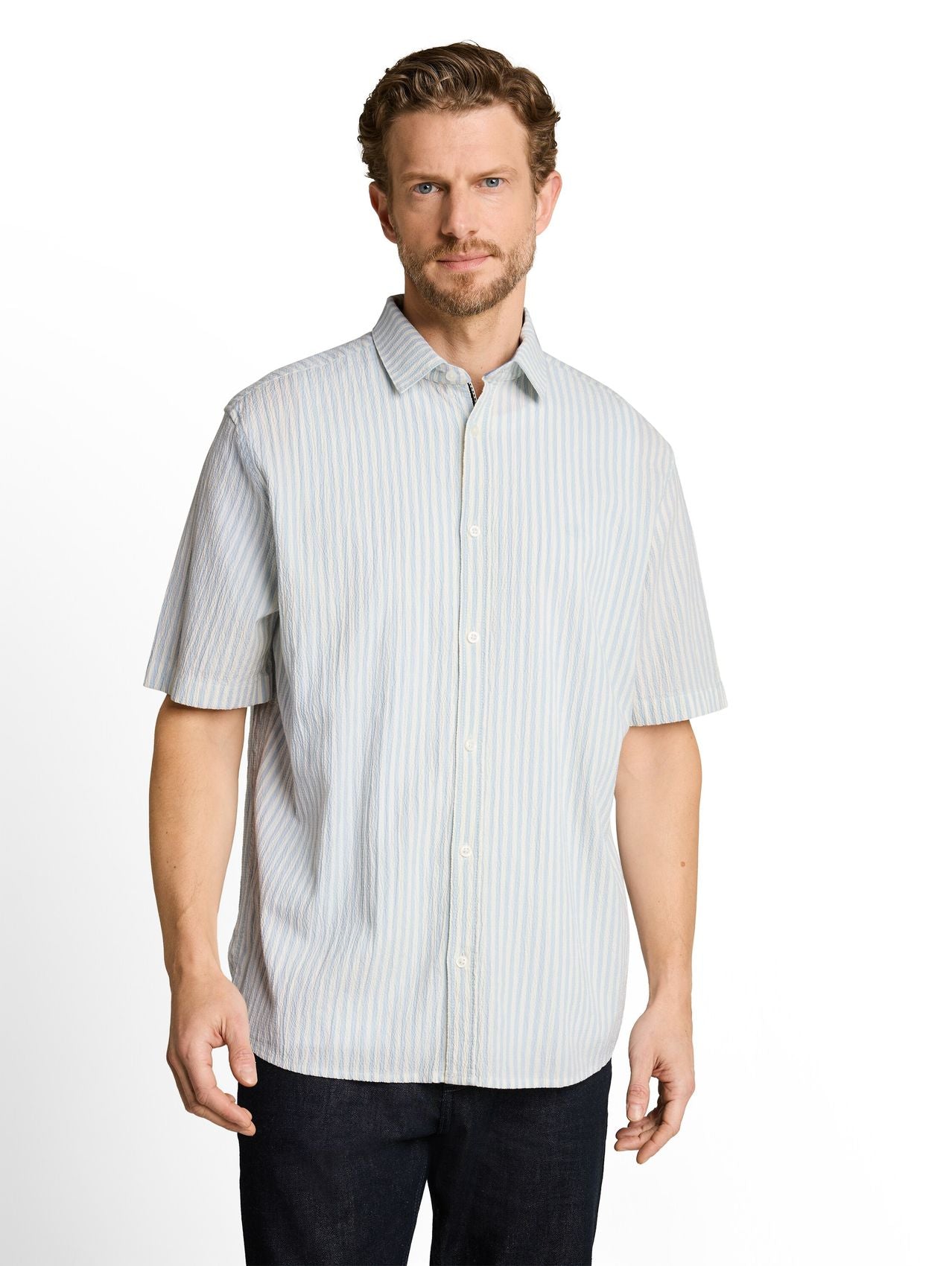 TOM TAILOR Comfort Fit Seersucker Kurzarmhemd