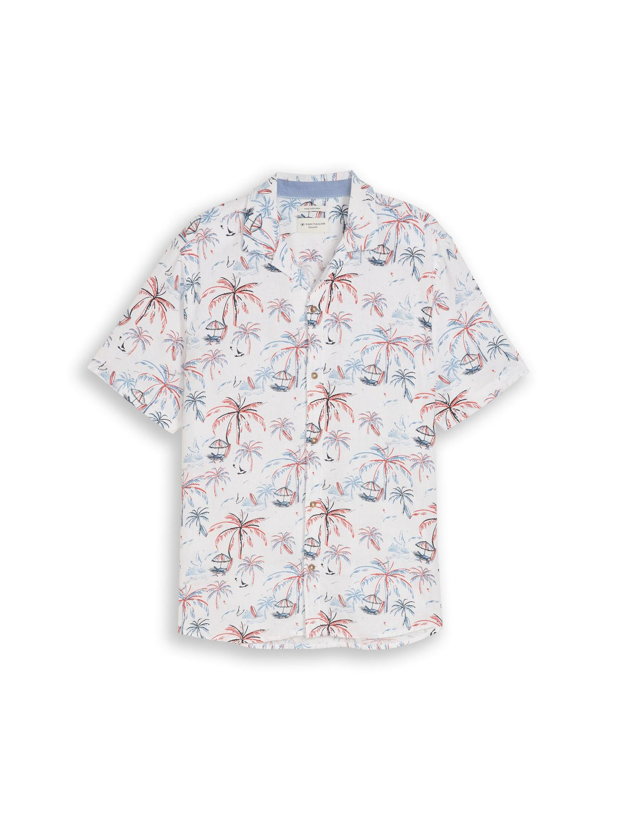 TOM TAILOR Regular Fit Resort Hemd mit Leinenanteil