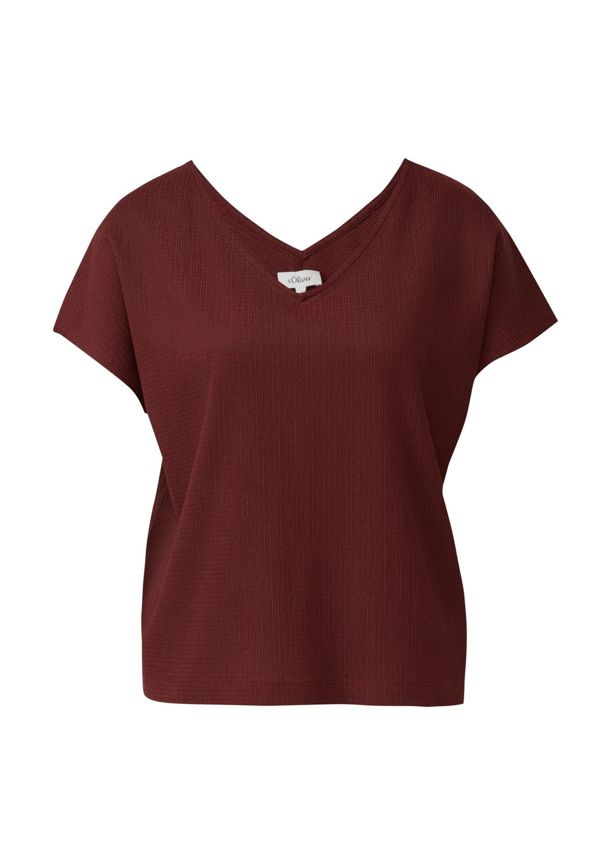 S.OLIVER Strukturiertes V-Neck-T-Shirt im Relaxed Fit