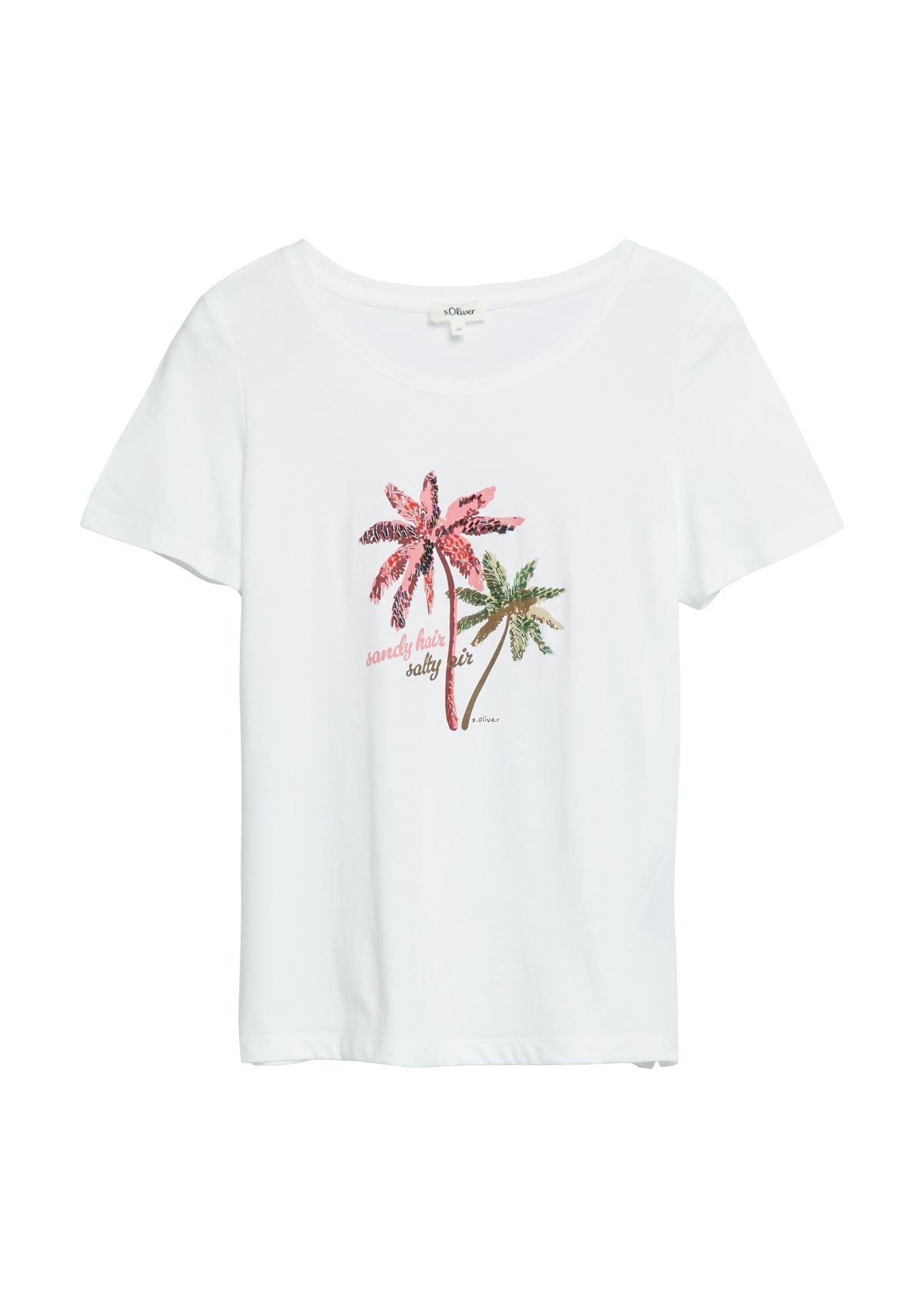 S.OLIVER T-Shirt mit Print und Schmuckdetails