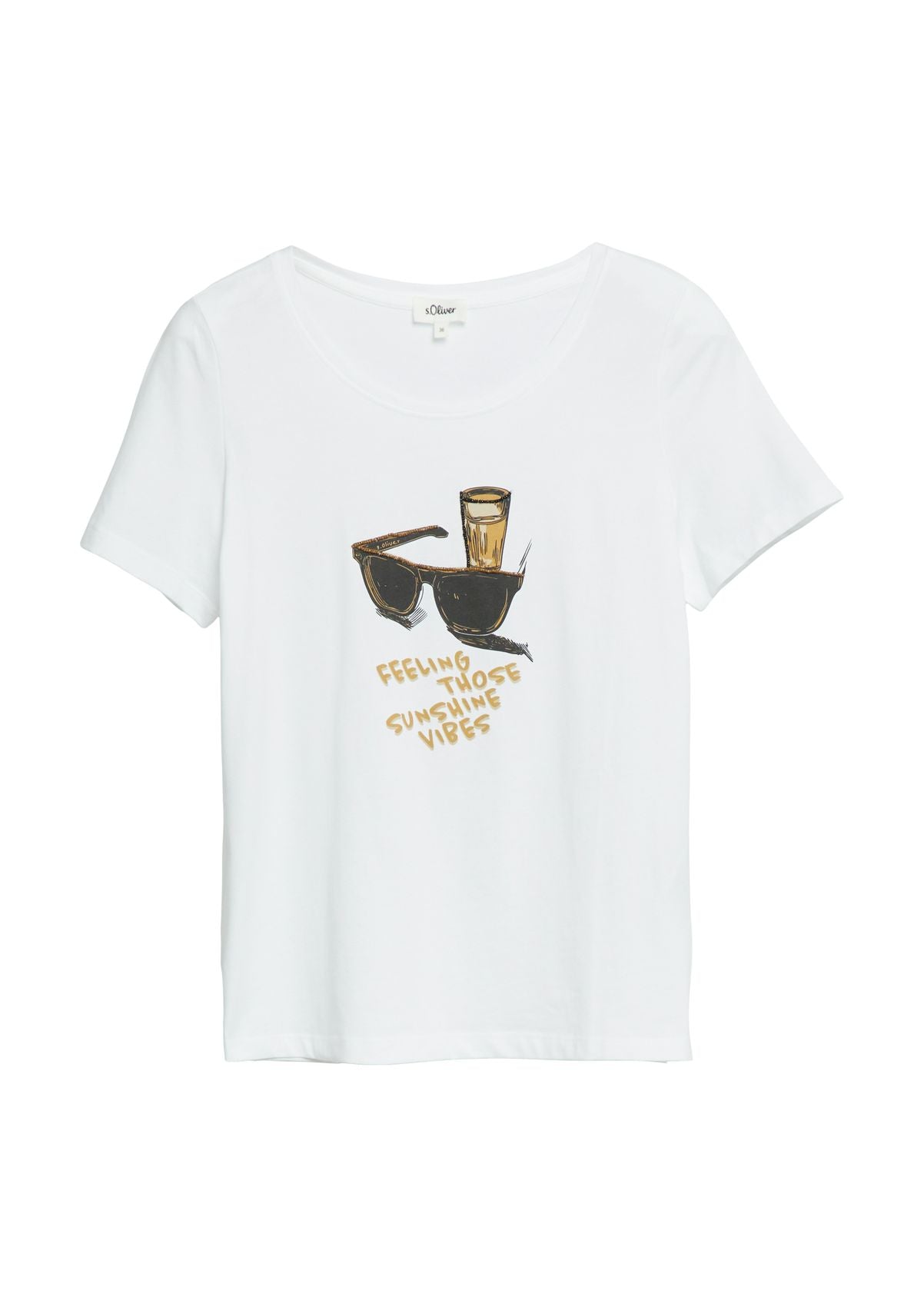 S.OLIVER T-Shirt mit Print und Schmuckdetails