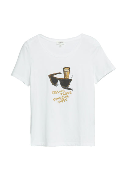 S.OLIVER T-Shirt mit Print und Schmuckdetails