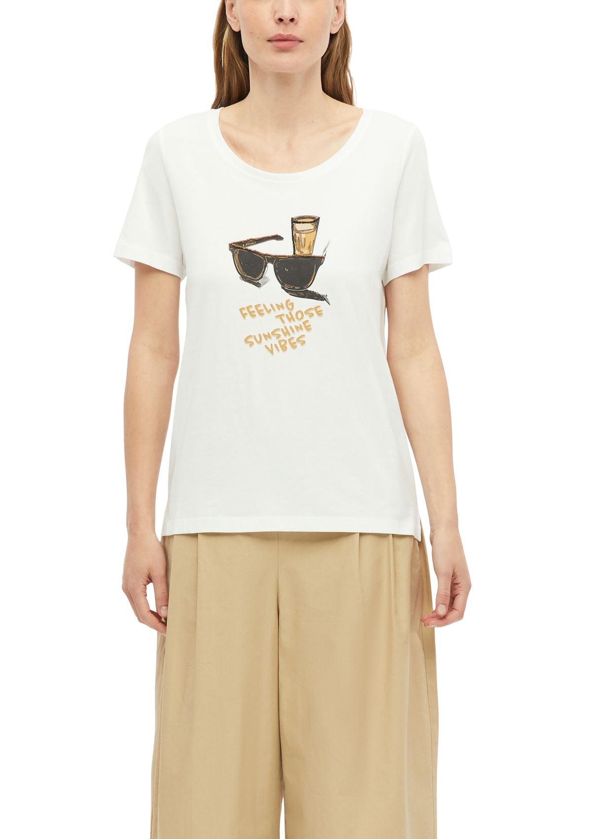 S.OLIVER T-Shirt mit Print und Schmuckdetails