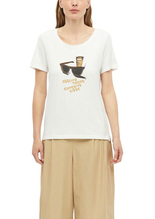 S.OLIVER T-Shirt mit Print und Schmuckdetails
