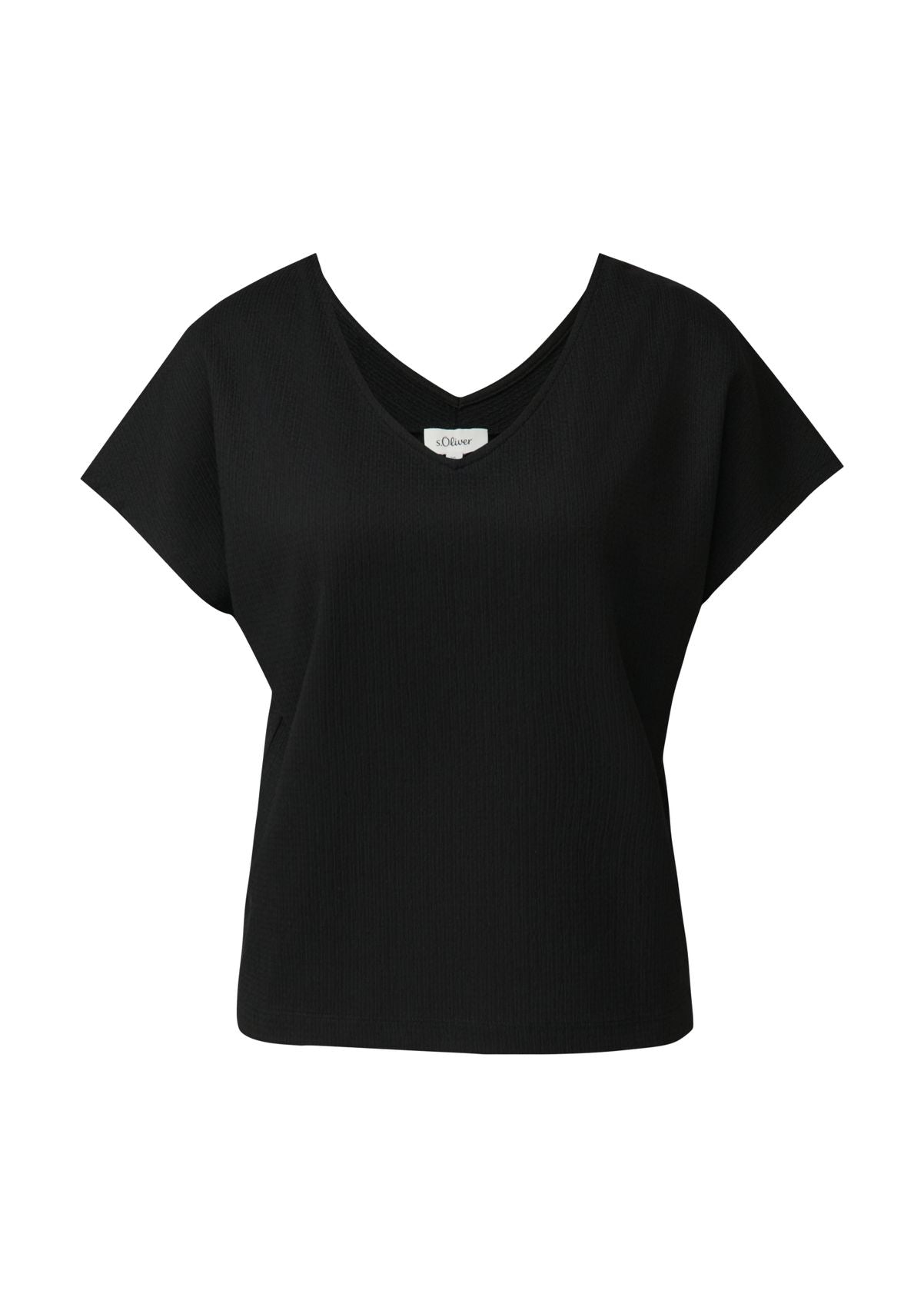 S.OLIVER Strukturiertes V-Neck-T-Shirt im Relaxed Fit 40