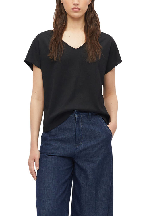 S.OLIVER Strukturiertes V-Neck-T-Shirt im Relaxed Fit