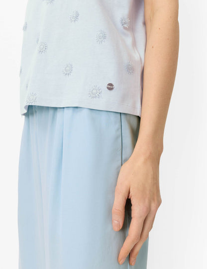 Baumwollshirt mit Blumenstickerei "Cira S"