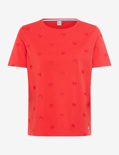 Baumwollshirt mit Blumenstickerei "Cira S"