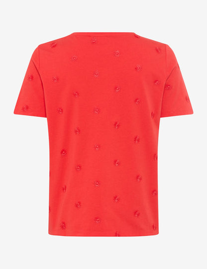 Baumwollshirt mit Blumenstickerei "Cira S"