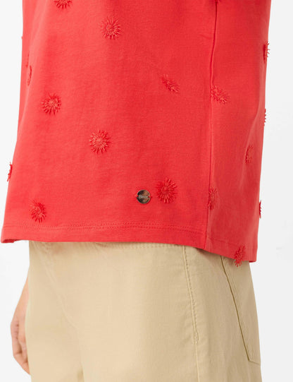 Baumwollshirt mit Blumenstickerei "Cira S"