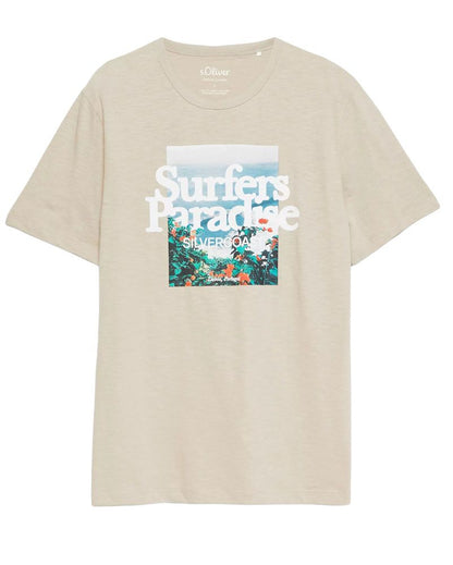 S.OLIVER Flammgarn-T-Shirt mit Artwork