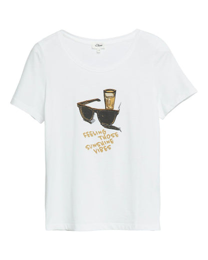 S.OLIVER T-Shirt mit Print und Schmuckdetails