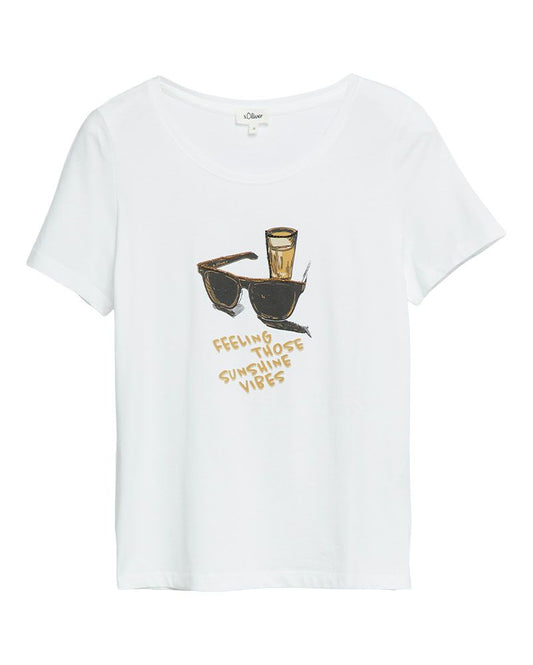 S.OLIVER T-Shirt mit Print und Schmuckdetails