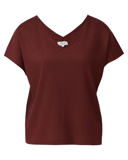 S.OLIVER Strukturiertes V-Neck-T-Shirt im Relaxed Fit