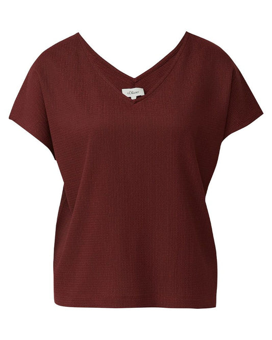 S.OLIVER Strukturiertes V-Neck-T-Shirt im Relaxed Fit