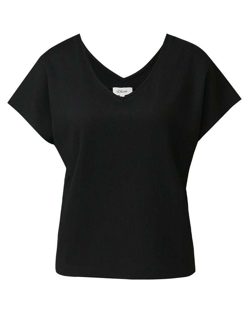 S.OLIVER Strukturiertes V-Neck-T-Shirt im Relaxed Fit