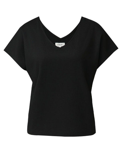 S.OLIVER Strukturiertes V-Neck-T-Shirt im Relaxed Fit