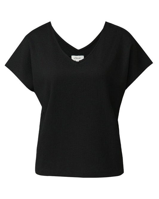 S.OLIVER Strukturiertes V-Neck-T-Shirt im Relaxed Fit