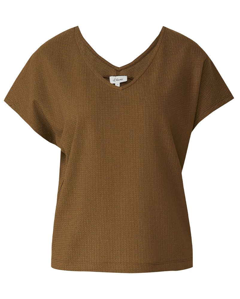 S.OLIVER Strukturiertes V-Neck-T-Shirt im Relaxed Fit