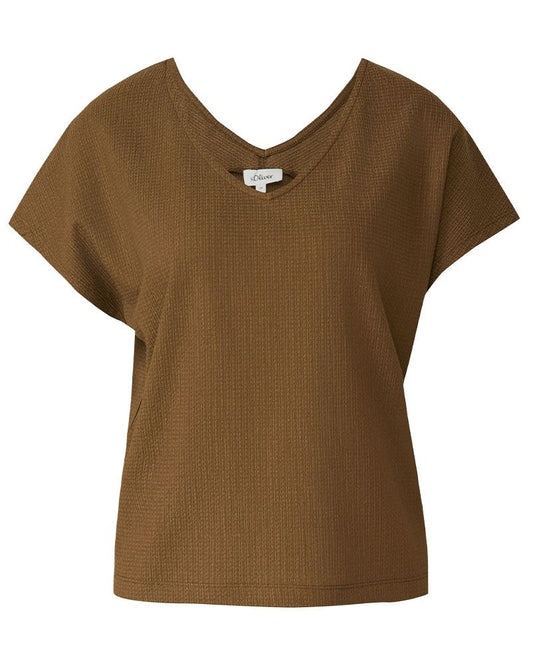 S.OLIVER Strukturiertes V-Neck-T-Shirt im Relaxed Fit