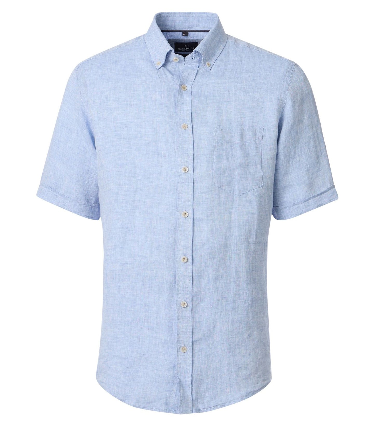 CASA MODA Kurzarm-Leinenhemd mit Button-Down Kragen M