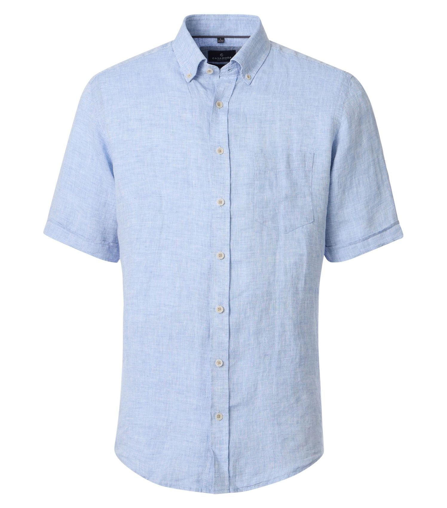 CASA MODA Kurzarm-Leinenhemd mit Button-Down Kragen M