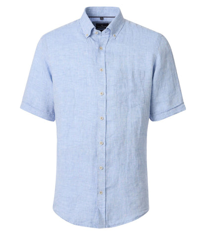 CASA MODA Kurzarm-Leinenhemd mit Button-Down Kragen M