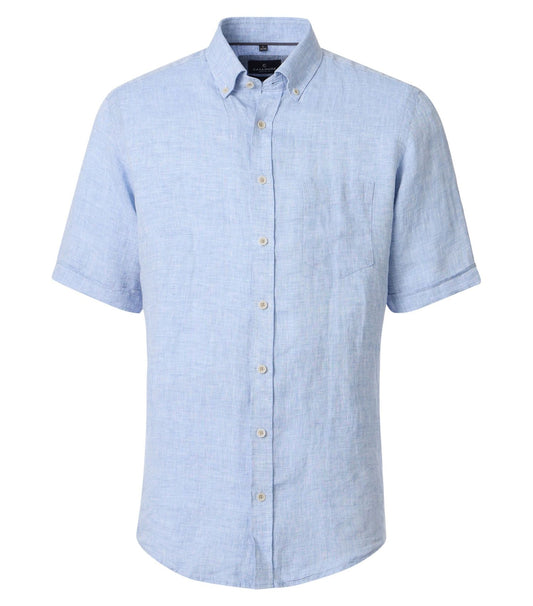 CASA MODA Kurzarm-Leinenhemd mit Button-Down Kragen M