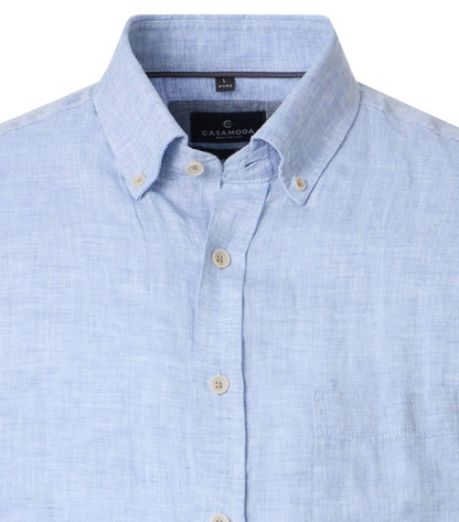 CASA MODA Kurzarm-Leinenhemd mit Button-Down Kragen
