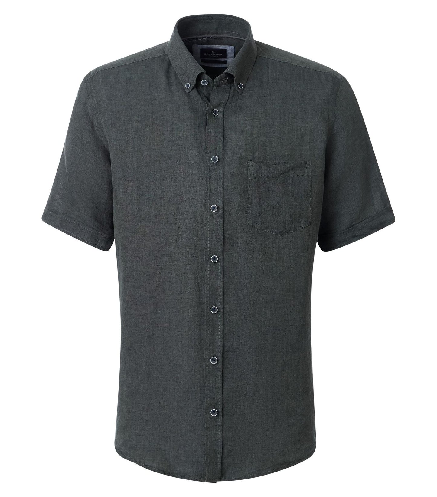 CASA MODA Kurzarm-Leinenhemd mit Button-Down Kragen