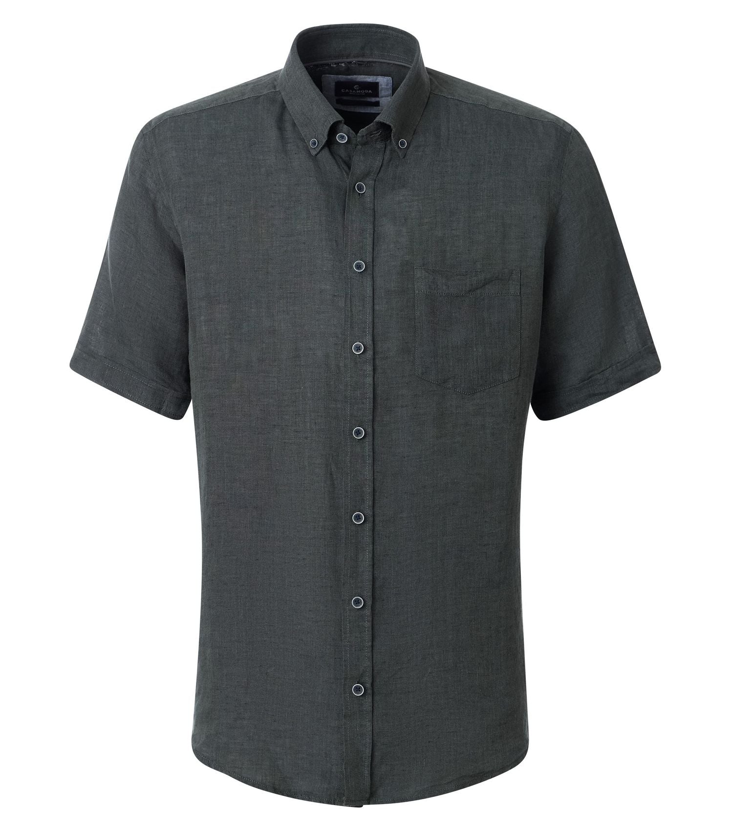 CASA MODA Kurzarm-Leinenhemd mit Button-Down Kragen