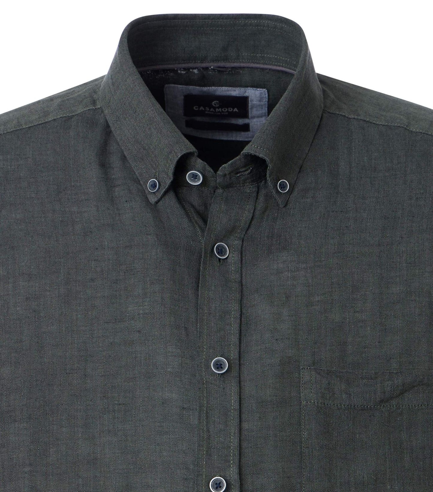 CASA MODA Kurzarm-Leinenhemd mit Button-Down Kragen