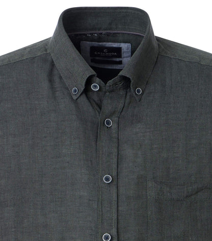 CASA MODA Kurzarm-Leinenhemd mit Button-Down Kragen