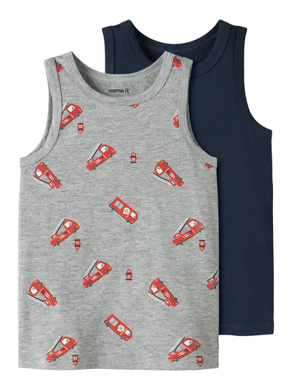 BESTSELLER NMMTANK TOP 2P GREY FIRETRUCK NOOS