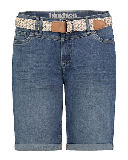 Jeans-Bermuda mit Flechtgürtel