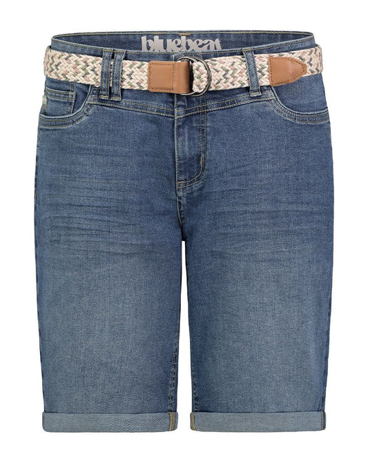 SUBLEVEL Jeans-Bermuda mit Flechtgürtel