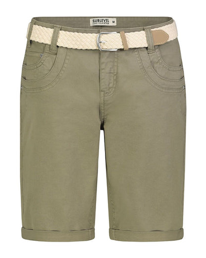 Jeans-Bermuda mit Flechtgürtel