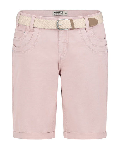 Jeans-Bermuda mit Flechtgürtel