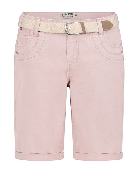 SUBLEVEL Jeans-Bermuda mit Flechtgürtel