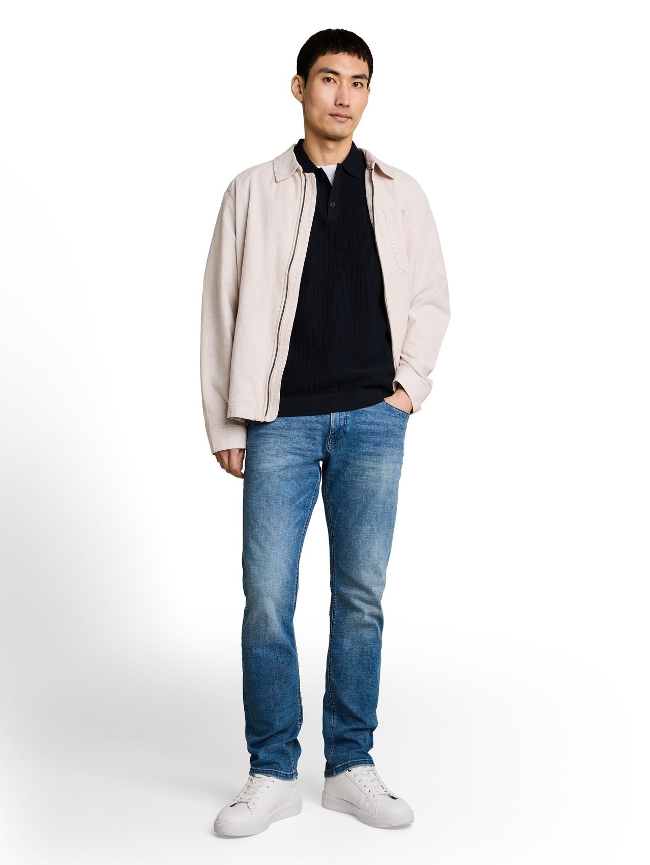 TOM TAILOR Strick-Poloshirt aus Baumwolle