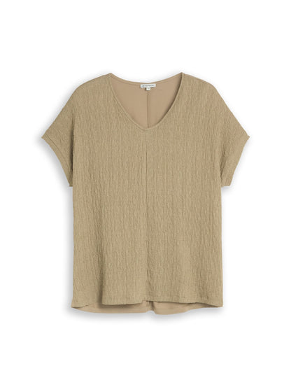TOM TAILOR Plus Size - Loose Fit T-Shirt im Material-Mix 50