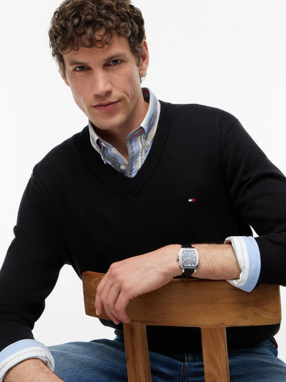 TOMMY HILFIGER PIMA ORG CTN CASHMERE V NECK
