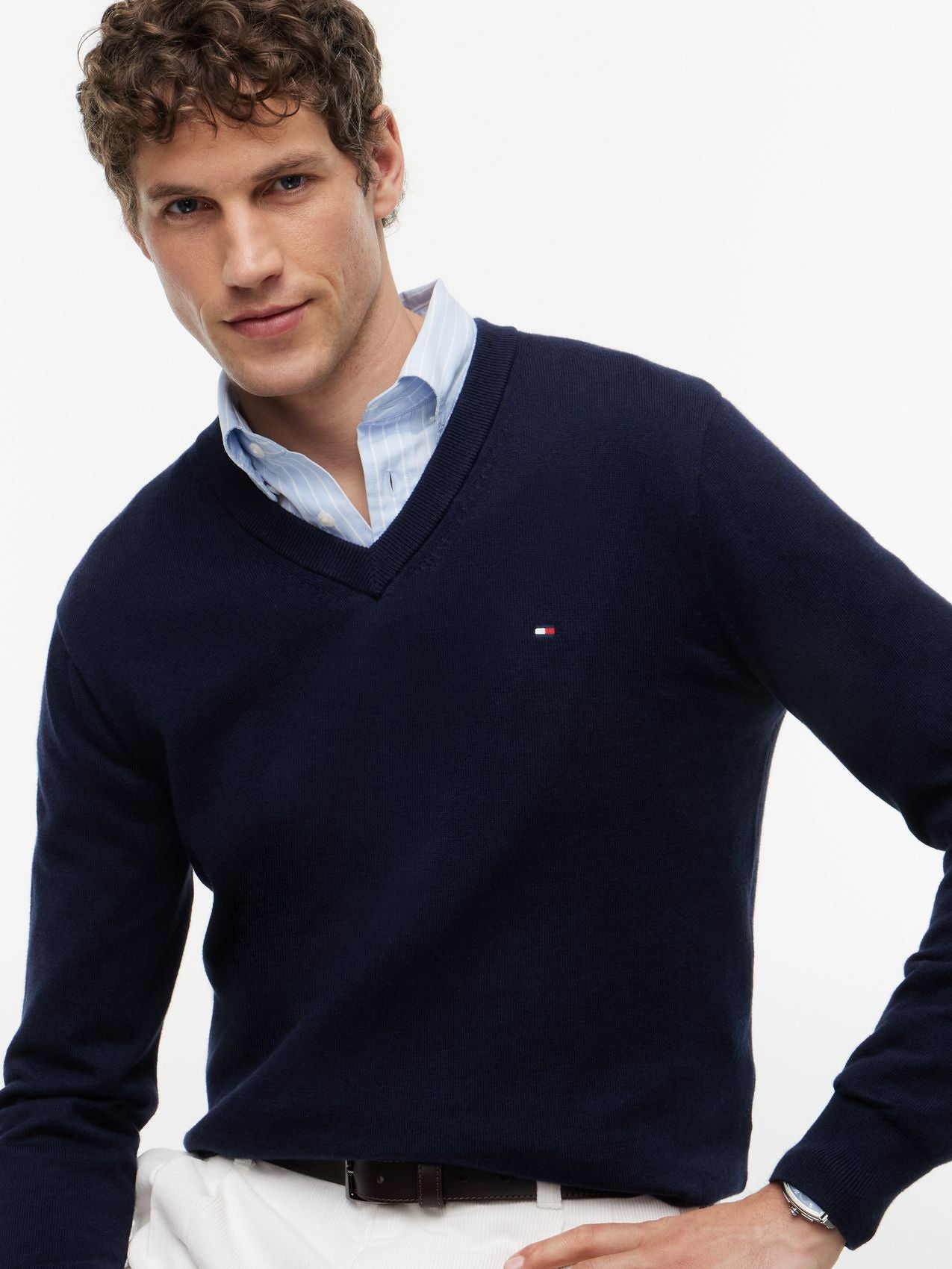 TOMMY HILFIGER PIMA ORG CTN CASHMERE V NECK